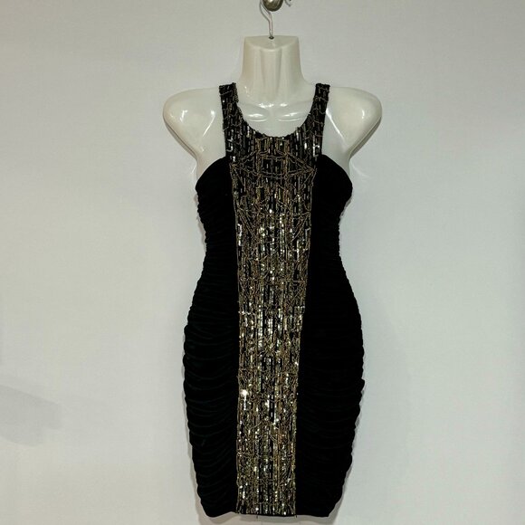 BEBE| Metalic | Bodycon | T-Strap| dress - Picture 1 of 3